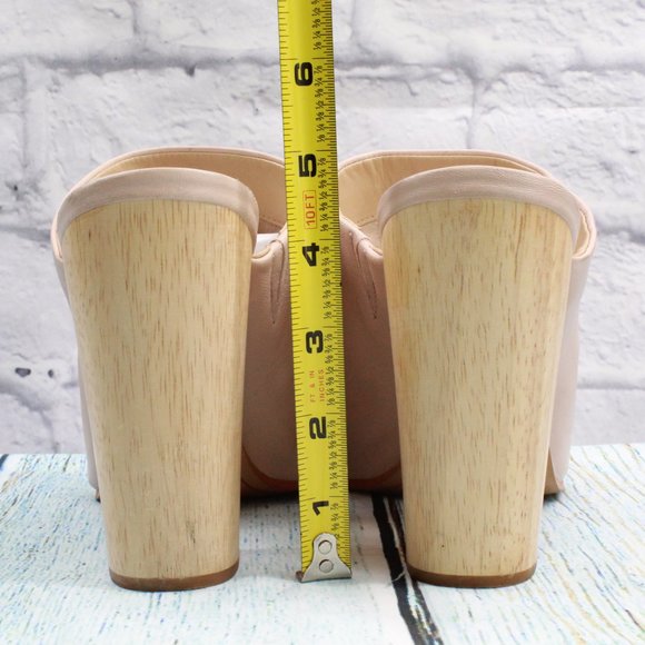 Dolce Vita Caley Pink Leather Wood Block Slip On Heel Mule Size 10 - Picture 8 of 9